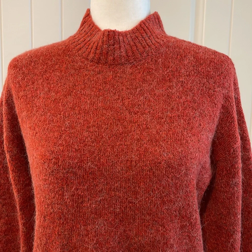 ICHI Ihamara Alpaca Touch Blend Knit Mock Neck Long Sleeve Pullover Swea…